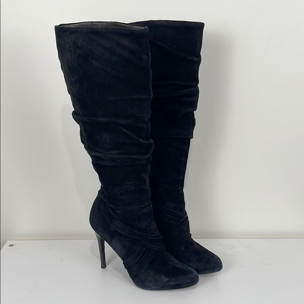 Donald J Pliner Suede Stiletto Heeled Boots Women’s 8.5 Black Etta Zipper Party